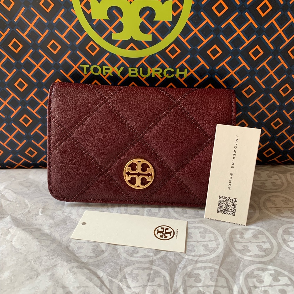 Tory Burch Quilted Burgundy Wallet